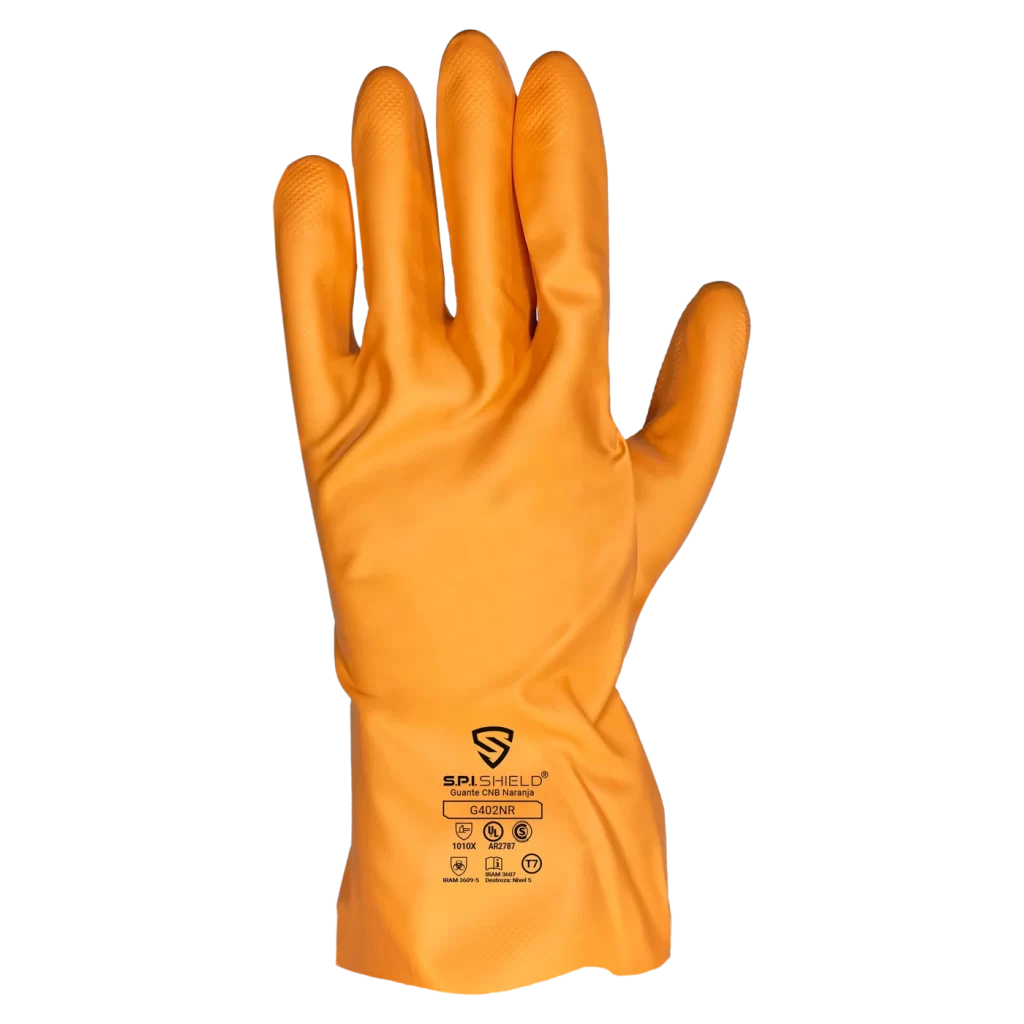 Guante de Caucho Nitrilo Butadieno Naranja Clorinado