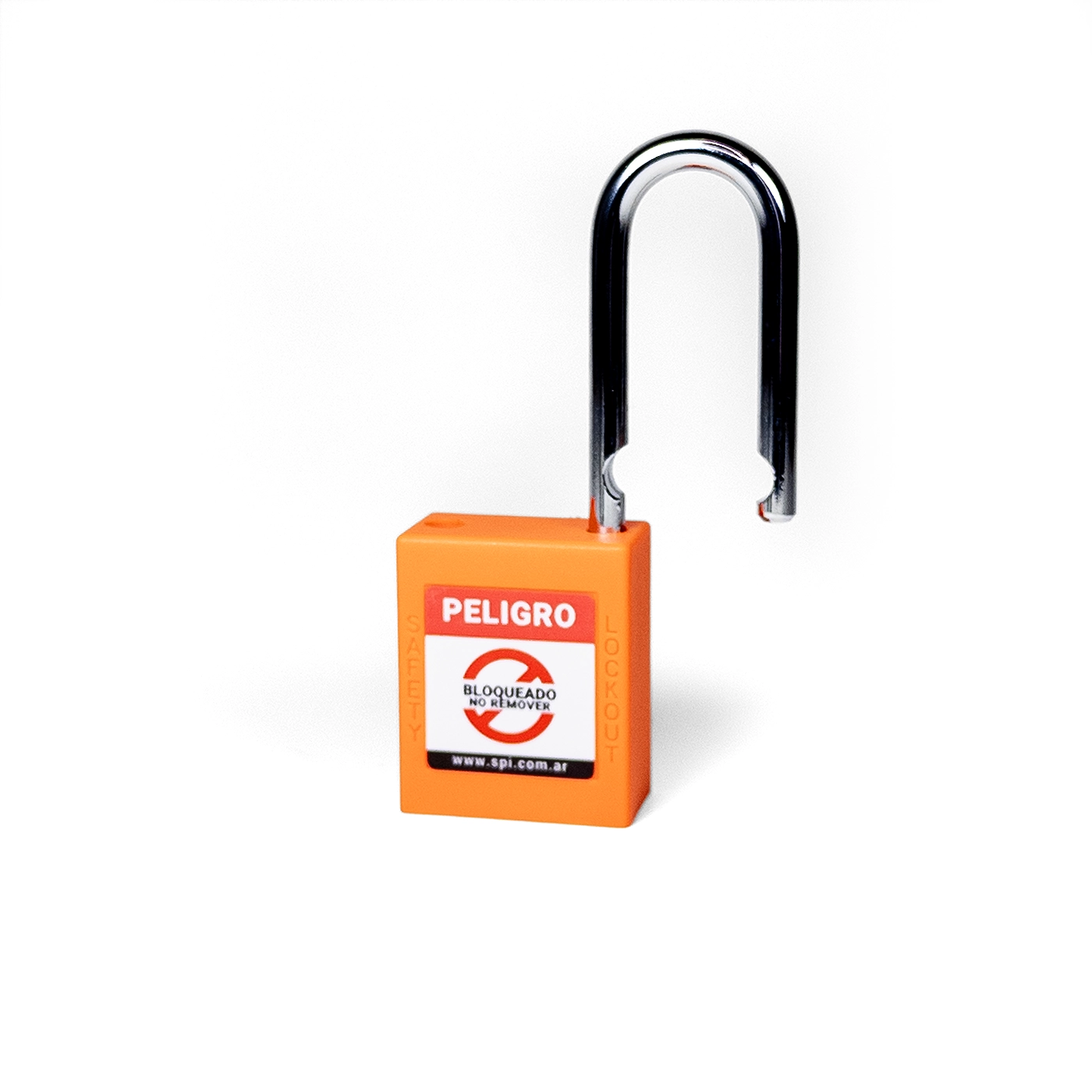 Candado Termoplástico Naranja, Paso 20x38 mm de Acero Inoxidable, Dos Llaves