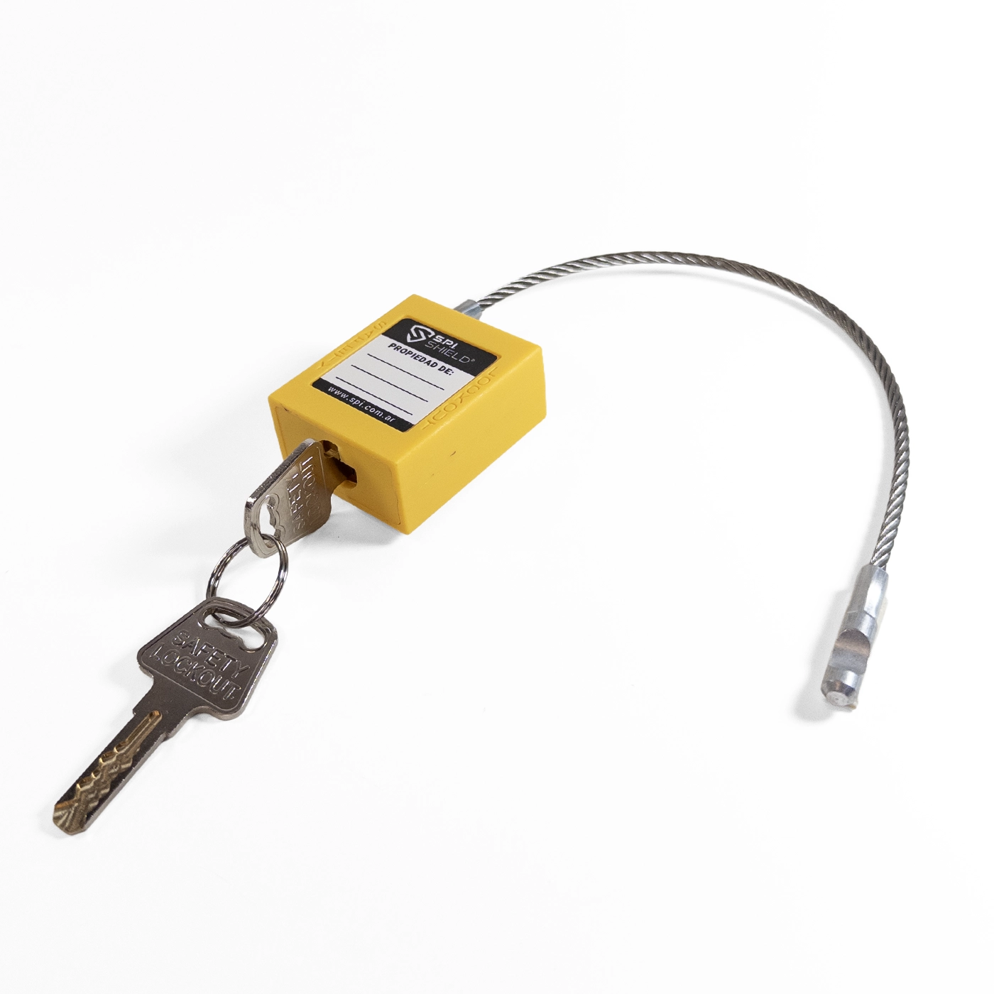 Candado Termoplástico Amarillo, Paso 20x76mm de Cable