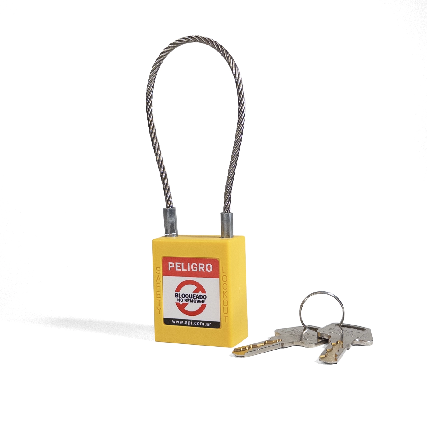 Candado Termoplástico Amarillo, Paso 20x76mm de Cable