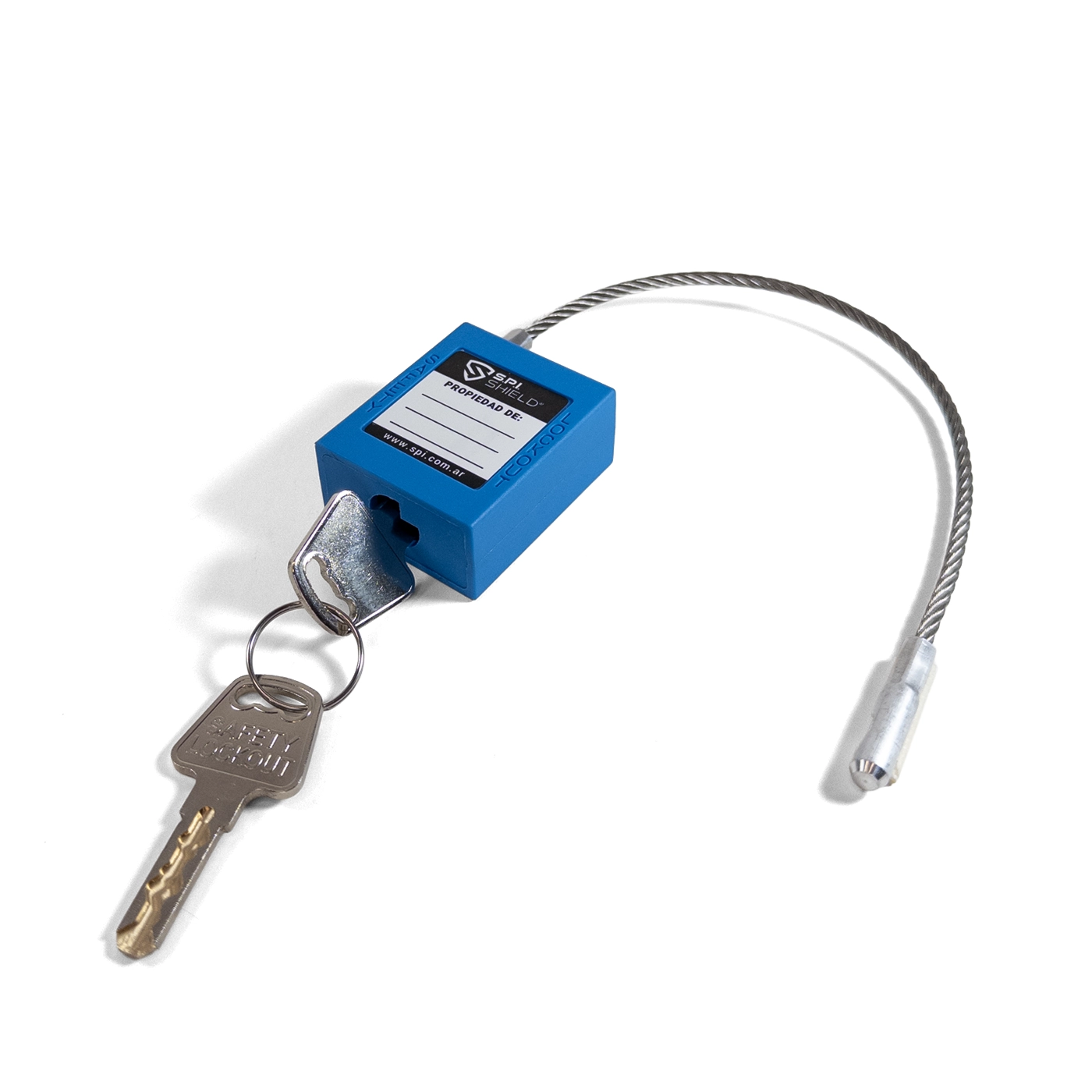 Candado Termoplástico Azul, Paso 20x76mm de Cable