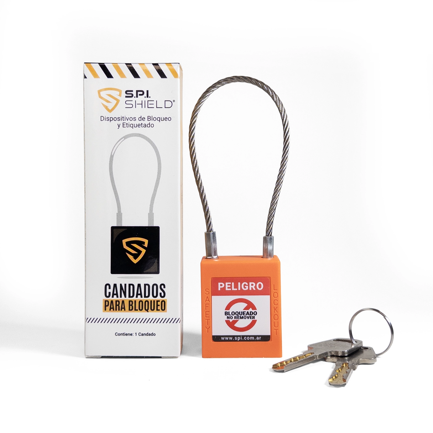 Candado Termoplástico Naranja, Paso 20x76 mm de Cable