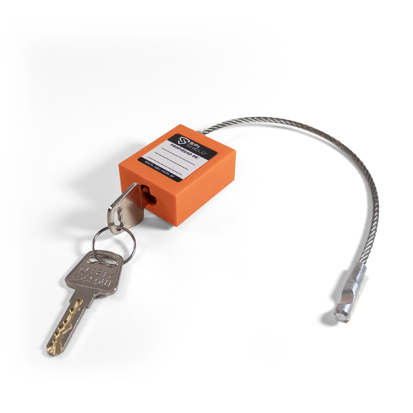 Candado Termoplástico Naranja, Paso 20x76 mm de Cable