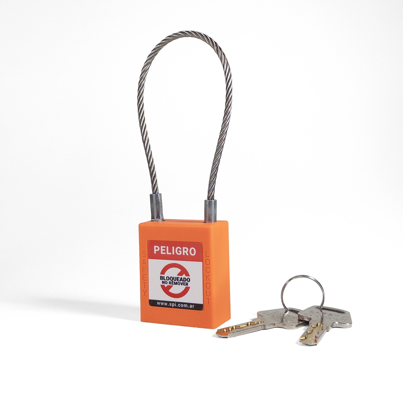 Candado Termoplástico Naranja, Paso 20x76 mm de Cable
