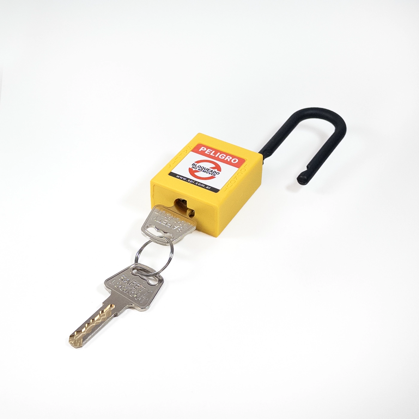 Candado Termoplástico Amarillo Dieléctrico, Paso 20x38mm de Nylon