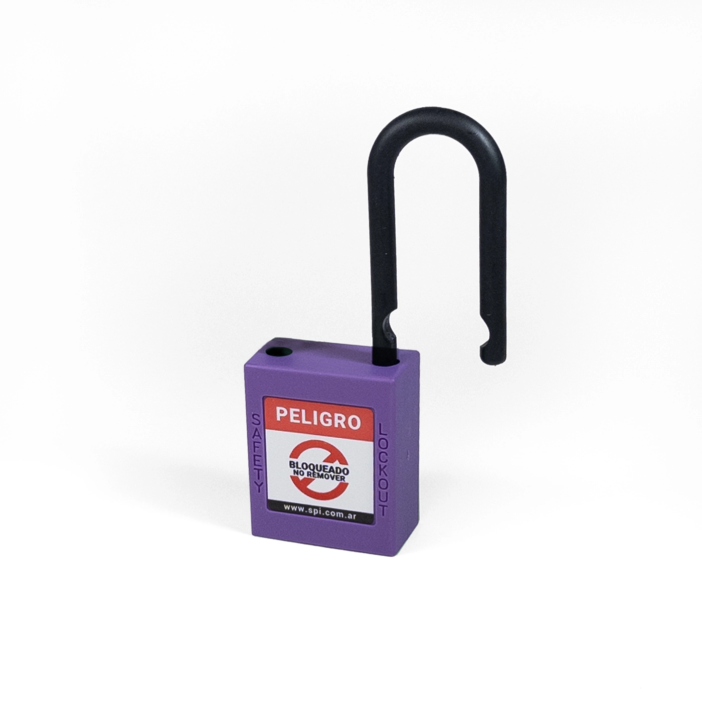 Candado Termoplástico Violeta Dieléctrico, Paso 20x38mm de Nylon