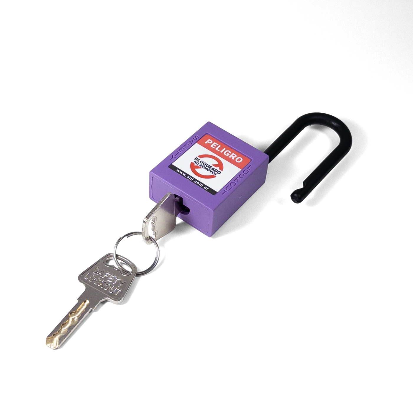 Candado Termoplástico Violeta Dieléctrico, Paso 20x38mm de Nylon