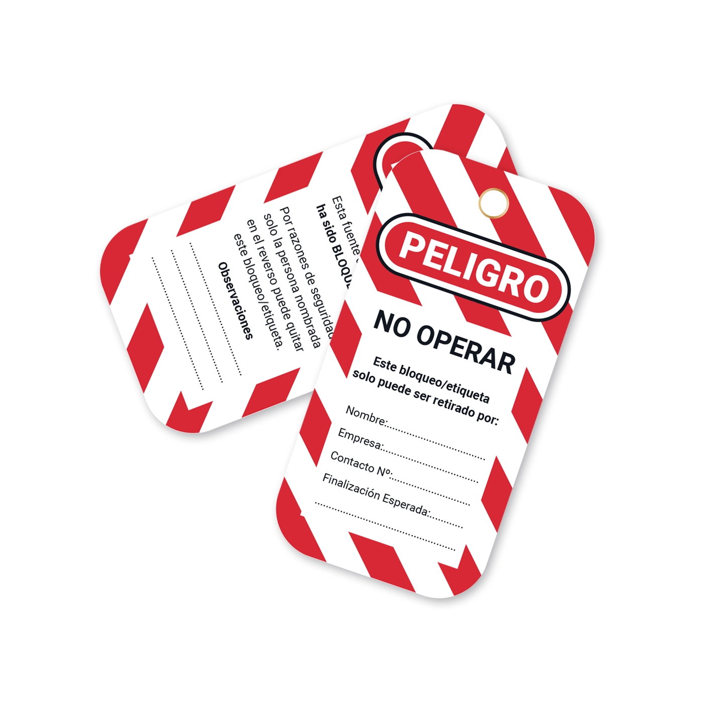 Tarjeta "No Operar", Tamaño 76x138mm