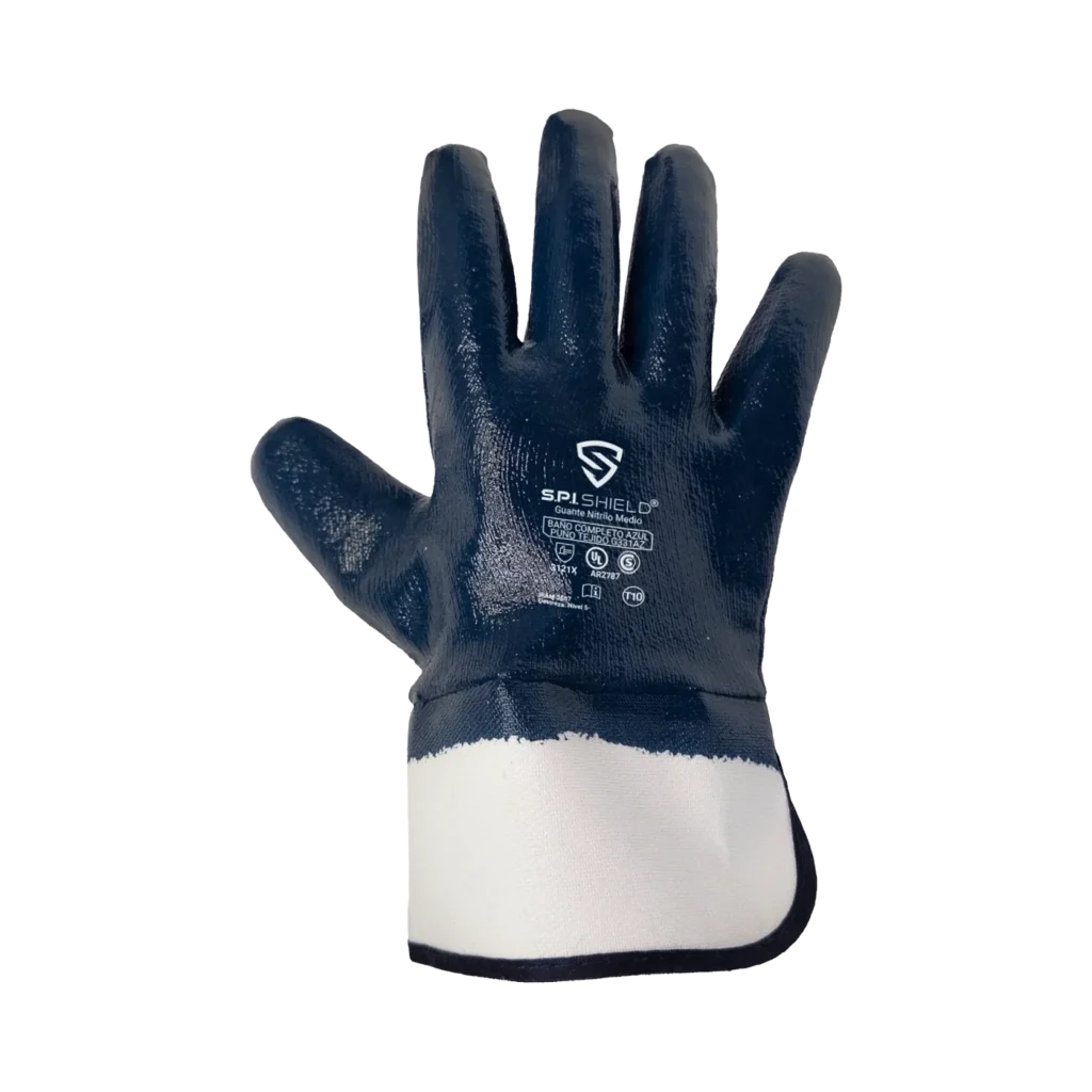 Guante Nitrilo Medio Baño Completo Azul Puño Lona